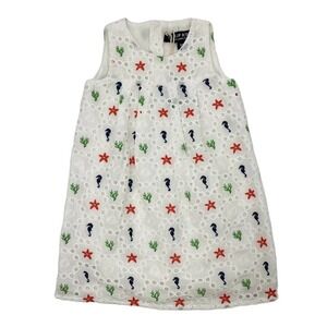 NWT KJP Kids Kiel James Patrick 2T Eyelet Dress Starfish Seahorse Coral Print